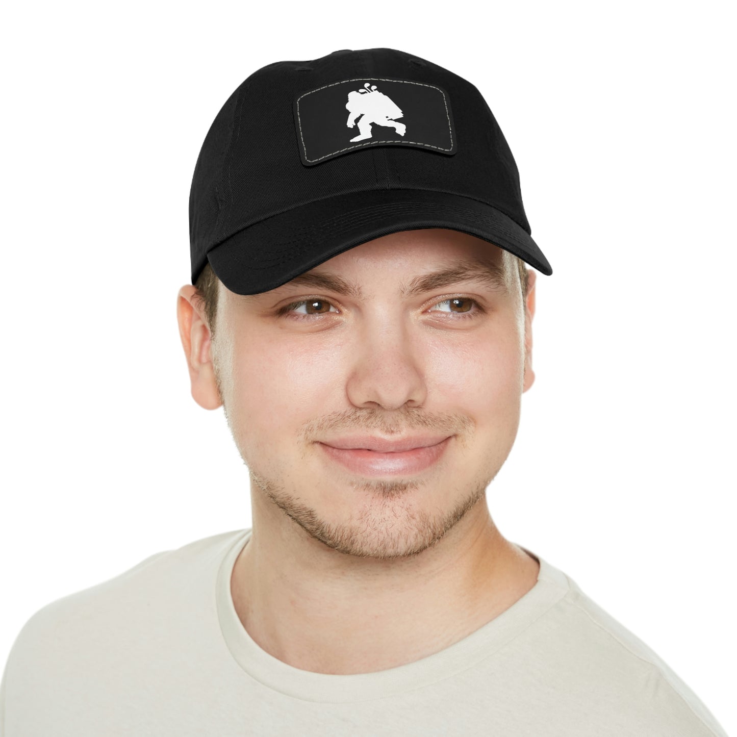 Golfin' Bigfoot Dad Hat with Leather Patch