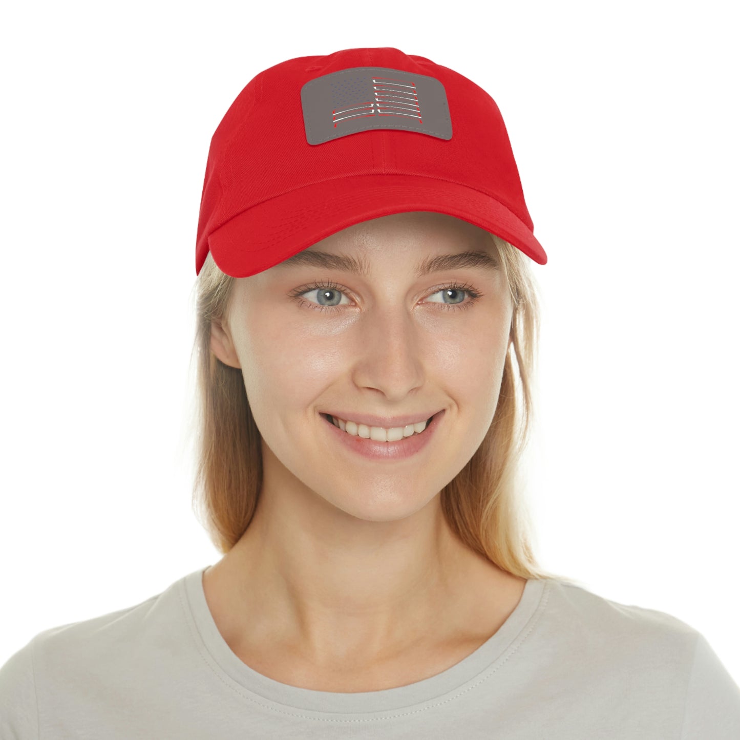 American Flag Dad Hat with Leather Patch