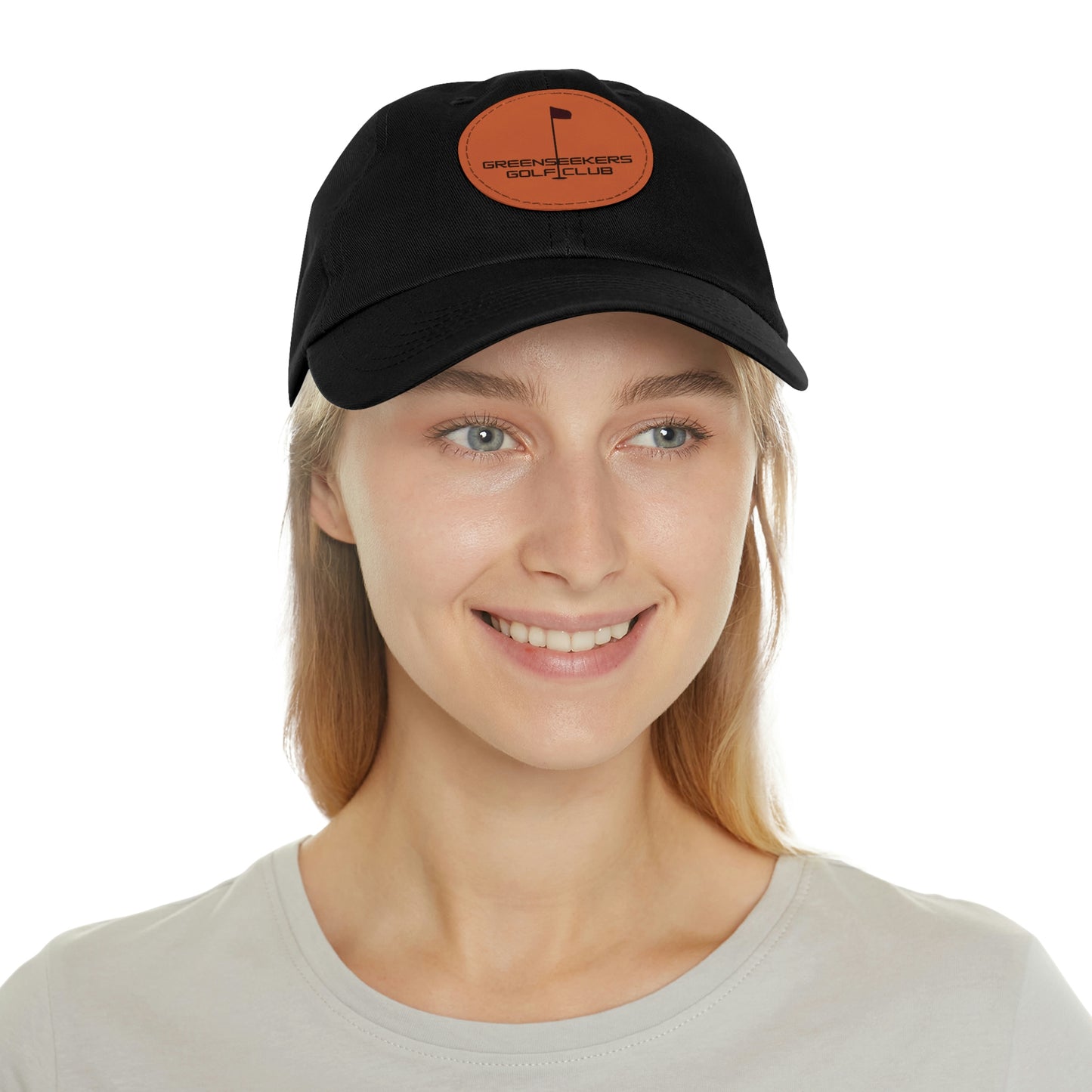 Golf Hat with Leather Patch (Round)