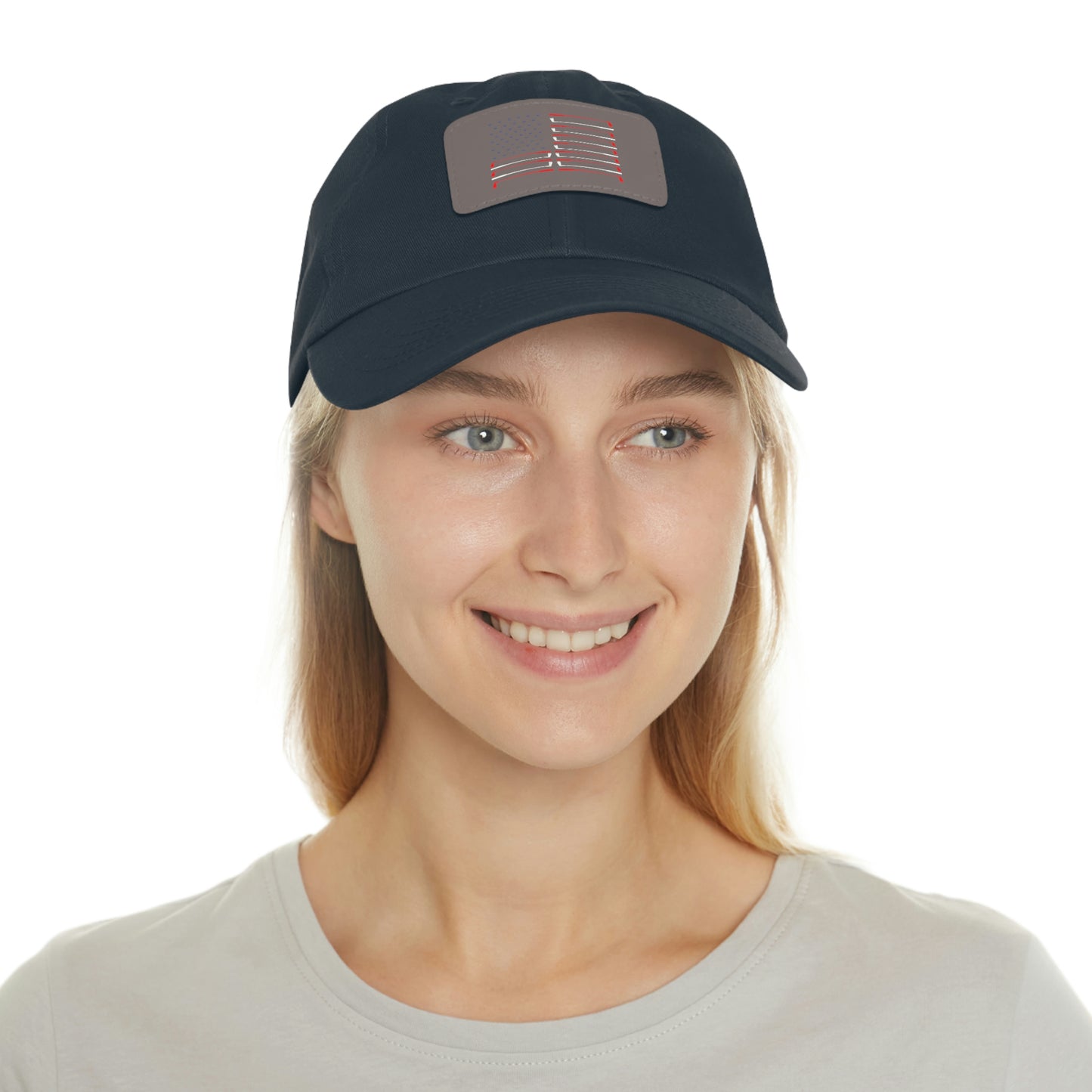 American Flag Dad Hat with Leather Patch