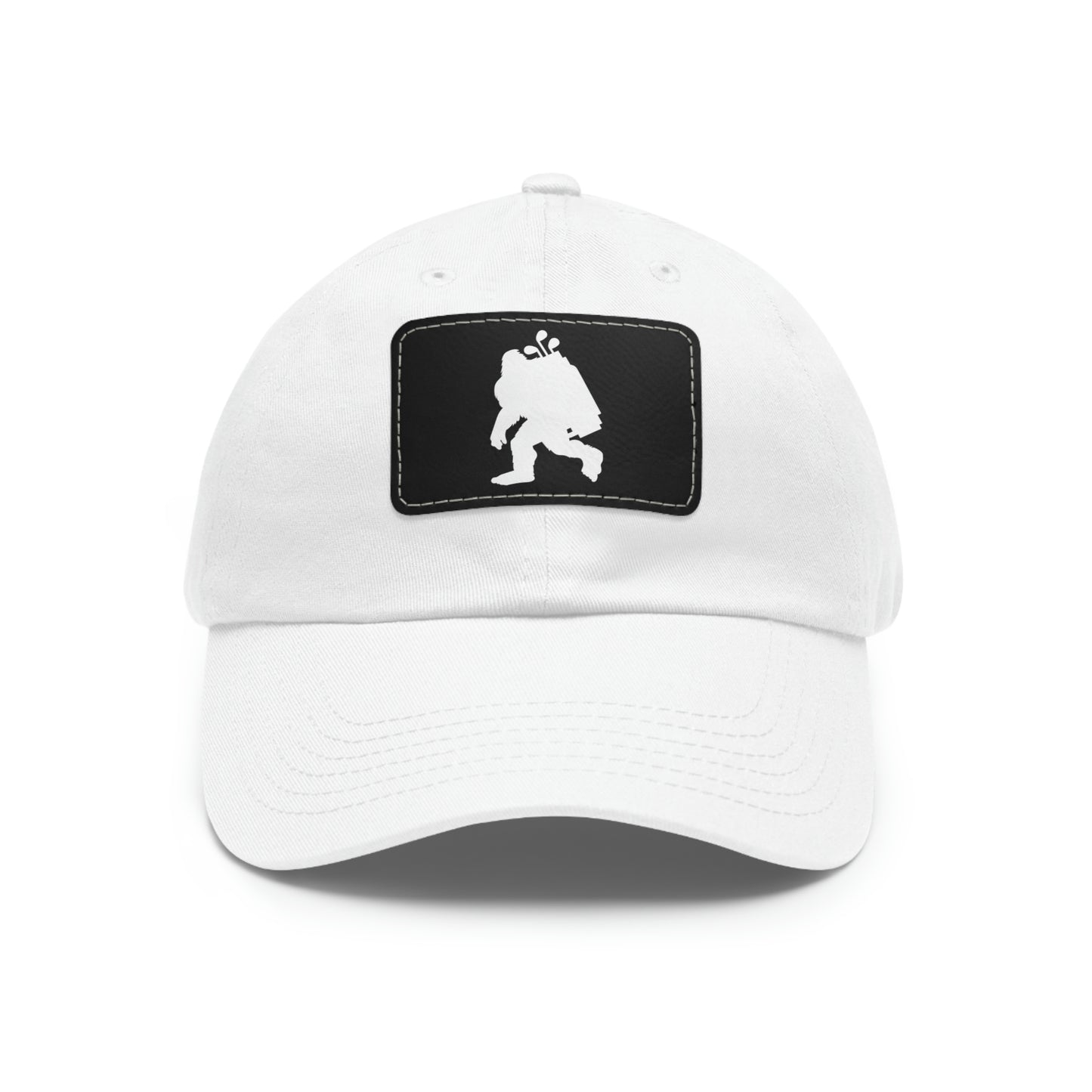 Golfin' Bigfoot Dad Hat with Leather Patch