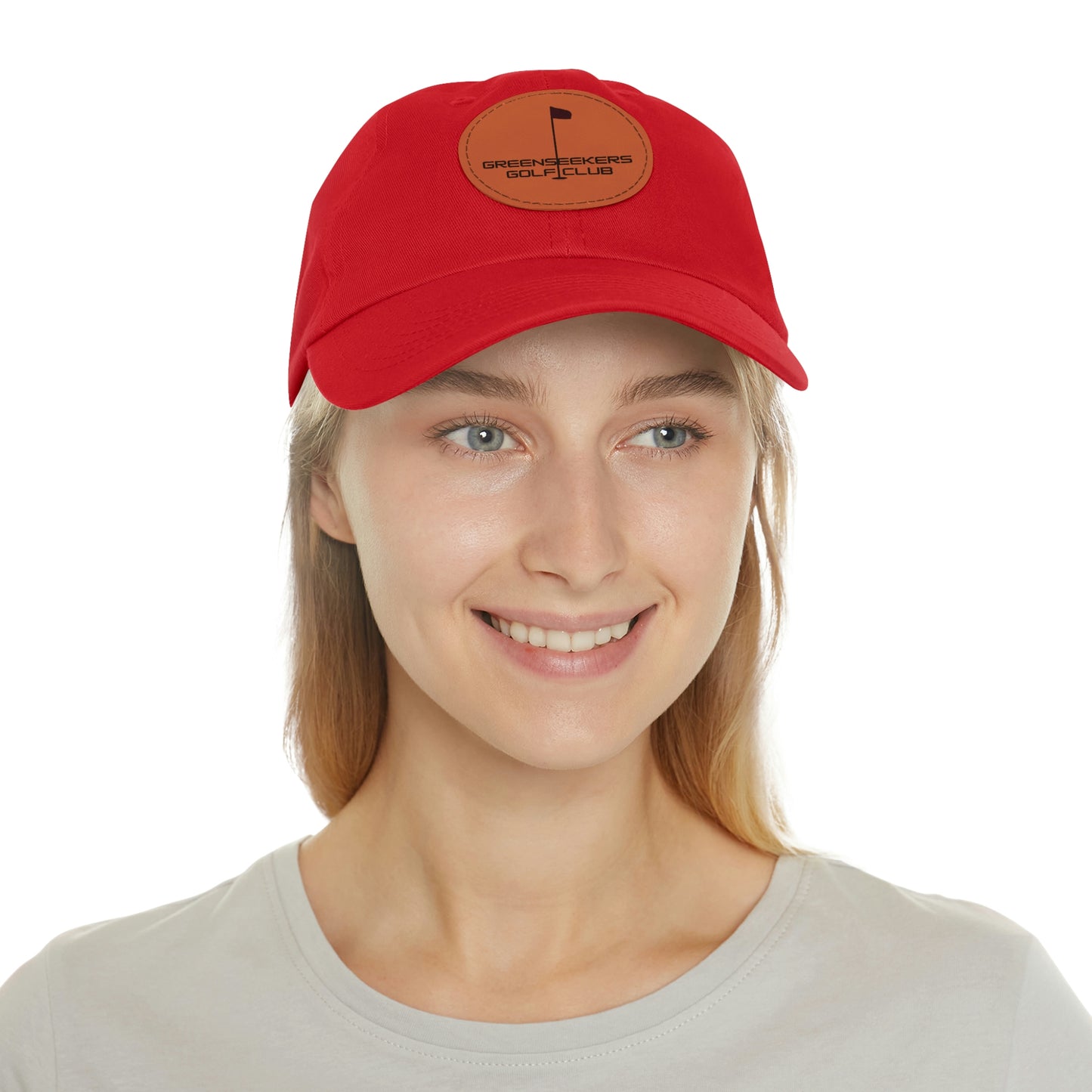 Golf Hat with Leather Patch (Round)