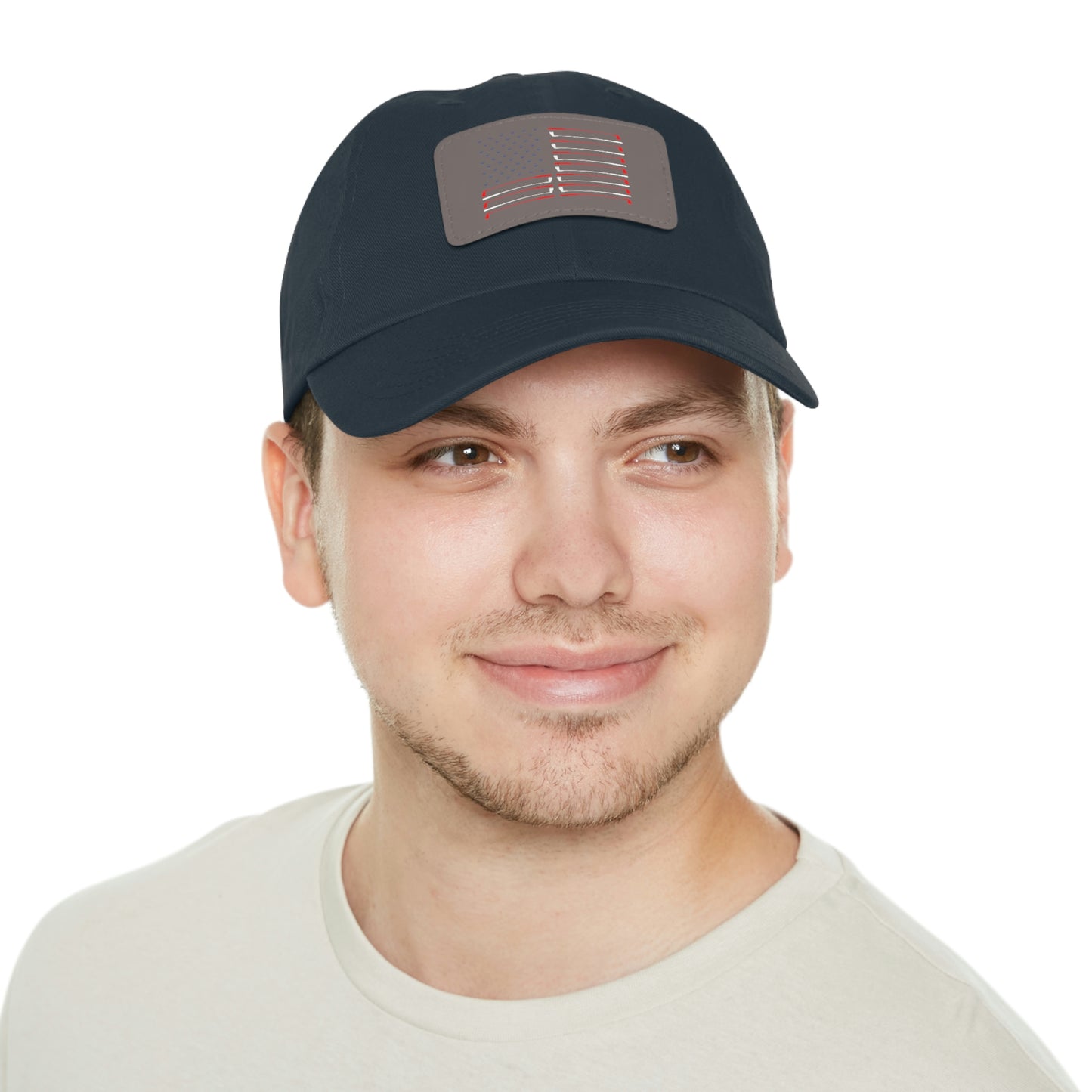 American Flag Dad Hat with Leather Patch